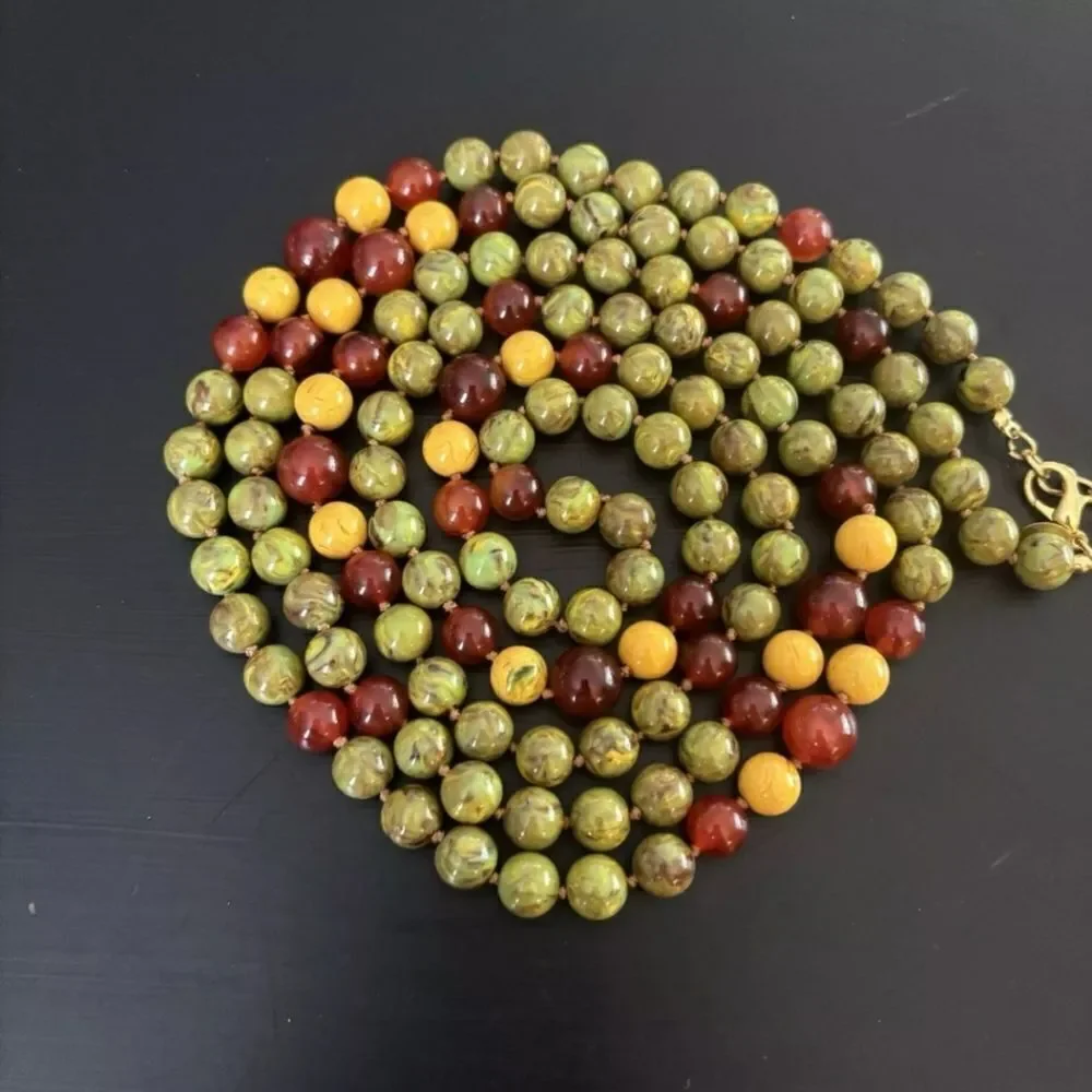 Vintage JOAN RIVERS Multi Faux Gemstone Pearl Beads 65” Long Necklace Gold NWOT